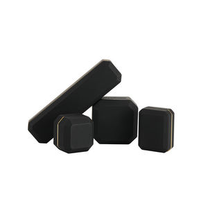 Premium Modern Luxury LED Light <b>Black</b> Jewelry <b>Box</b> Golden Edge Octagonal Square Pattern Handmade Jewellery Storage - Product Image 1