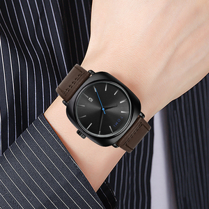 TOMI Set Regalo 2 Pezzi: Orologio Casual da <span class=keywords><strong>Uomo</strong></span> e Occhiali, Cinturino in Pelle, Quadrante Analogico, Cassa in Lega, Calendario Completo, Confezione Regalo - Product Image 6