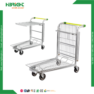 Carrito de Compras de Dos Niveles Resistente para Supermercado, Carrito de Alambre Metálico con Cesta para Tiendas Minoristas - Product Image 3