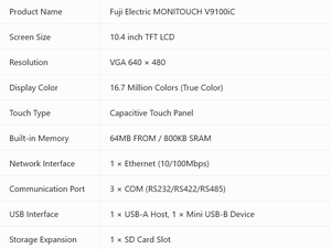 MT-Fuji MONITOUCH V9100iC 10.4 นิ้ว 640x480 หน้าจอสัมผัสแบบคาปาซิทีฟ HMI พร้อมการ์ดอีเธอร์เน็ตกันน้ำในสต็อก - Product Image 3