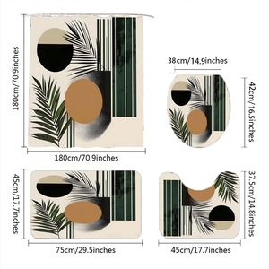 Moderno Set di 4 pezzi Anti-Slip stampato digitale fiore in PVC ganci impermeabili in poliestere hotel <span class=keywords><strong>tenda</strong></span> da doccia biancheria da bagno stuoie - Product Image 3