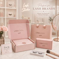 Boîte à maquillage personnalisée, emballages en papier, kits d'extensions de cils, emballages cosmétiques et de parfums, boîtes à cils roses, logo personnalisé