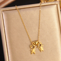 Collier en acier inoxydable léger et luxueux plaqué or 18 carats, pendentif assorti pour garçon, fille, couple, famille, cadeau, ne ternit pas