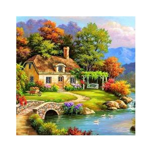 Paisaje mosaico 5D DIY completo redondo taladro diamante pintura relajante pueblo <span class=keywords><strong>punto</strong></span> <span class=keywords><strong>de</strong></span> <span class=keywords><strong>cruz</strong></span> <span class=keywords><strong>Kit</strong></span> para adultos - Product Image 1