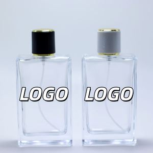 ขวดน้ำหอมแก้วใสแบบพ่น ขนาด 100 มล. พิมพ์ลายสกรีน พร้อมฝาสีดำทอง ขายส่งแบบหรูหรา - Product Image 1