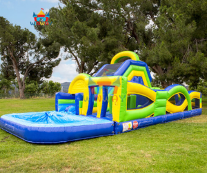 Château gonflable en PVC durable en gros avec toboggan aquatique et sec pour enfants, utilisation en extérieur, jardin, parc de trampoline - Product Image 4