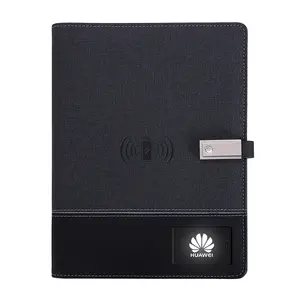 2024 Best Seller Gift box Custom printed logo with flash 16GB Wireless charging 8000mah dairy notebook with power bank