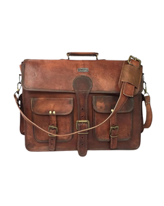 Sac messager en cuir marron vintage personnalisé, sacoche pour ordinateur portable, pour le bureau, les affaires et les voyages - Product Image 1