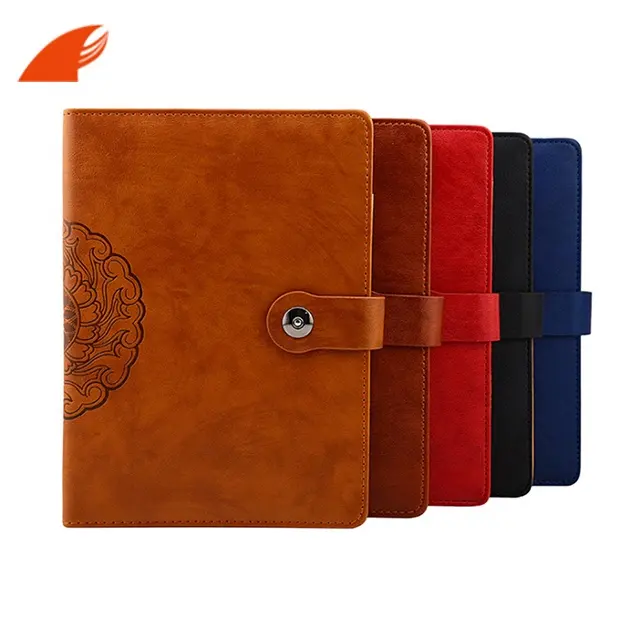 High Quality Patterned PU leatherette Business Notebook / 6 metal- Ring Binding Notebook for gifts / Business Meeting