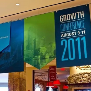 Custom Double Sided Printed Fabric Ceiling Hanging <b>Banner</b> Vinyl Polyester Material for Marketing Signage Trade Show - Product Image 1