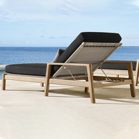 Ensemble de canapé et table basse d'extérieur minimaliste moderne en teck massif pour patio, hôtel, villa