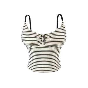 Top Corto de Lona Estilo Americano para Mujer, Top Corto con Botones en la Parte Delantera para Yoga - Product Image 2