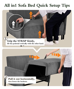 Sofá <span class=keywords><strong>Cama</strong></span> Convertible Pequeño con 2 Puertos USB, Respaldo Reclinable, Estilo Mid-Century, para Sala de Estar, Apartamento u Oficina - Product Image 5