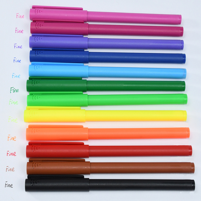 Wholesale Bulk 12 Color Fineliner Pen Set Washable Fine Tip Art Markers for School Office Stationery