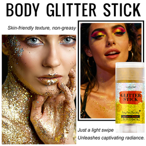 Stick illuminateur corporel scintillant, maquillage longue tenue, stick à paillettes fines dorées - Product Image 3
