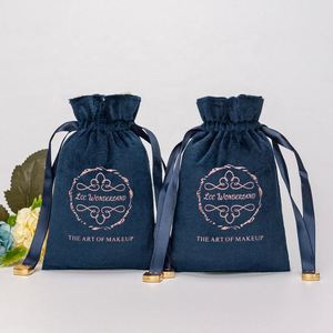 Custom Logo Velvet Jewelry Bag Gift Packaging <b>Drawstring</b> <b>Pouch</b> - Product Image 2