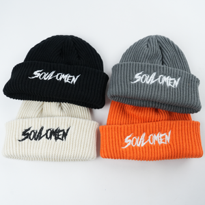 Gorro de invierno cálido con puños acrílicos de alta calidad, gorro de punto grueso y pesado, gorros con logotipo bordado personalizado - Product Image 1