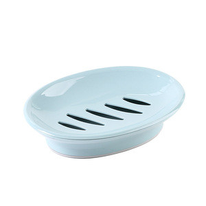 Oval Soap Dish Nordic Blue Plastic Draining Bathroom Soap Holder With Slots For Drainage - Product Image 5