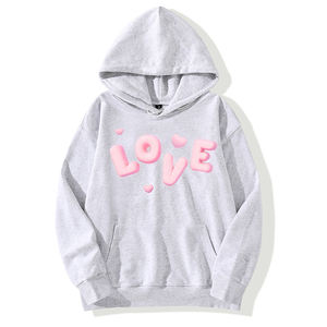 Sweat-shirt à capuche en tricot ample pour homme et femme, printemps, ODM, manches longues, imprimé amour, chaud - Product Image 3