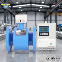 Débitmètre électromagnétique de type split, débitmètre magnétique à distance 4-20mA RS485 Modbus OEM en acier au carbone pour eaux usées et boues
