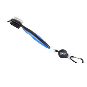 Brosse de golf légère et élégante personnalisée et nettoyeur de rainures de clubs avec mousqueton en aluminium rétractable à fermeture éclair - Product Image 1