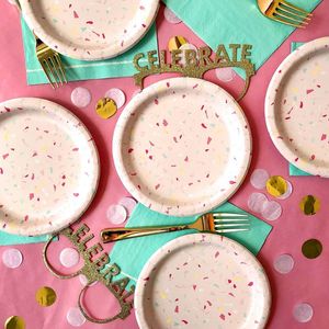 Platos de Papel Desechables Personalizados al por Mayor Damai, Vasos de Papel, Kits de Artículos para Fiestas Infantiles con Temática Floral para Niñas - Product Image 1