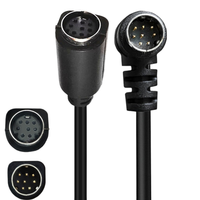 Câble audio et d'alimentation coaxial mini DIN 8 broches mâle-femelle à angle droit 90 degrés, paire torsadée, gaine PVC, pour haut-parleur et moniteur CE