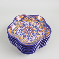 Assiettes à dîner en mélamine polie glacée de haute qualité, forme de fleur, sans BPA, assiette à fruits, vente en gros, incassable, logo personnalisé