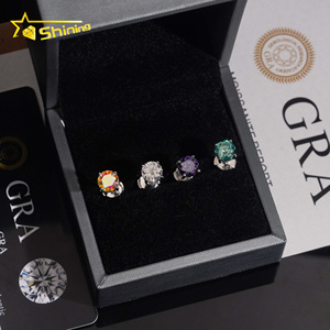 Rts Vòng đầy màu sắc 6.5mm moissanite Bông tai đồ trang sức mỹ mạ Vàng 925 Sterling Bạc vvs moissanite Stud Bông tai - Product Image 5