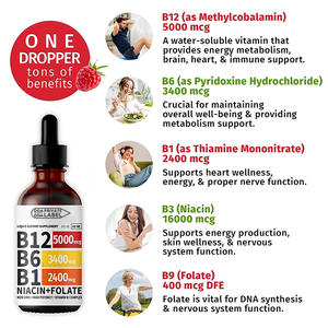 Gouttes liquides complexes de vitamine <span class=keywords><strong>B</strong></span> OEM suppléments vitamine B12 avec supplément nutritionnel oral en vitamine B6 - Product Image 2
