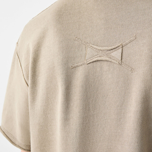 T-shirt longgar ukuran besar pria, baru 360gsm katun murni trendi merek lengan pendek warna Solid gaya dasar kaus untuk pria - Product Image 2