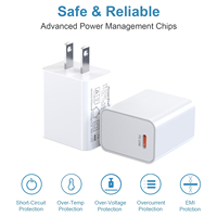 Adaptateur mural USB-A Type-C 20W PD QC3.0 pour iPhone 14/15/16 avec charge rapide