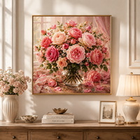 Kit de peinture par numéros A-170 DIY, bouquet de roses roses romantiques, toile pour adultes, décoration murale, cadeau