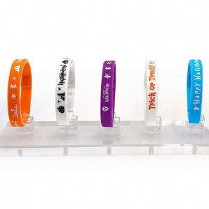 Bracelets en silicone d'Halloween avec motifs citrouille et chauve-souris, bracelets en caoutchouc pour hommes et femmes, personnalisables avec logos - Product Image 5