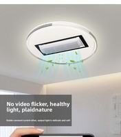 Ventilateur de plafond moderne minimaliste sans pales DC avec télécommande, en acrylique, lumière LED à spectre complet, fonctionnement silencieux, protection des yeux