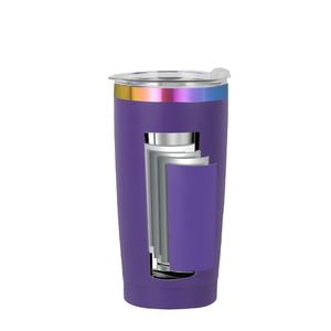 Vaso Personalizado de Acero Inoxidable con Recubrimiento en Polvo y Base Plateada Arcoíris de 20 oz, con Pajita, Grabable con Láser, Chapado en Oro - Product Image 5