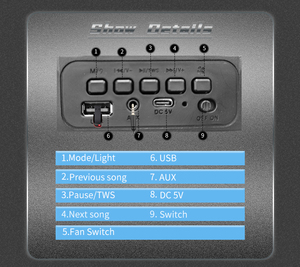 <span class=keywords><strong>Hot</strong></span> bán ABS có thể gập lại hỗ trợ TF/TWS âm nhạc Fan loa màu xanh răng Loa ngoài trời không dây loa chuyên nghiệp với RGB ánh sáng - Product Image 6