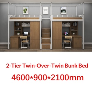 Lit superposé double en acier, moderne et simple, avec rangement intégré, pour dortoir scolaire, configuration deux <span class=keywords><strong>places</strong></span> consécutives pour trois personnes - Product Image 6