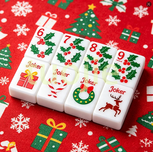 Christmas-themed Design Flowing Engraved Luxury Set American Mahjong Tiles for Indoor <b>Entertainment</b> - Product Image 2