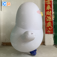Canard à couronne gonflable géant blanc de dessin animé mignon personnalisé pour la décoration d'événements