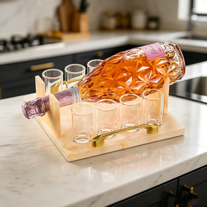 Juego de Copas de Vino y Vasos de Chupito de Acrílico de Lujo con Asa Dorada para Exhibición, Mesa Judaica, Shabbat, Rosh, Festividades - Product Image 1