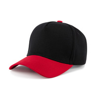 Gorra de béisbol clásica premium OEM de algodón y poliéster de 5 paneles con velcro, bicolor, con estructura y bordado, logotipo personalizado.