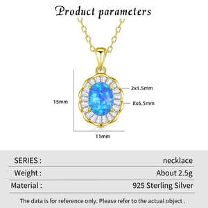 Fashion Women's Jewelry 925 Sterling Silver <b>Opal</b> Pendant <b>Necklace</b> Rhodium Plated Oval Bezel Setting Link Chain Everyday Wear - Product Image 3