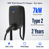 Nouvelle borne de recharge rapide pour voiture électrique NECS 7 kW AC, type 2, murale, pour la maison et l'extérieur
