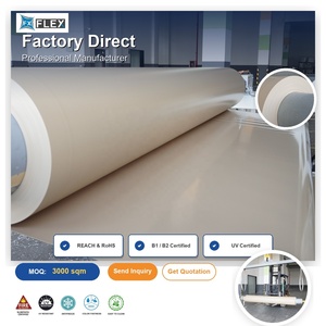 ผ้าใบเต็นท์เคลือบ PVC 650gsm กันแสง 100% ทนไฟ ผ่านการทดสอบ <span class=keywords><strong>QUV</strong></span> ทนความร้อนสูง ด้านหลังสีขาว ม้วนผ้าใบสีดำ - Product Image 1