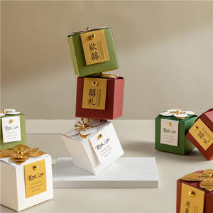 Faltbare Lebensmittelverpackungen im Großhandel, quadratische, indisch grüne, schicke Papierboxen mit „Thank You“-Aufdruck für Schokolade und Süßigkeiten für Hochzeitsfeiern - Product Image 3
