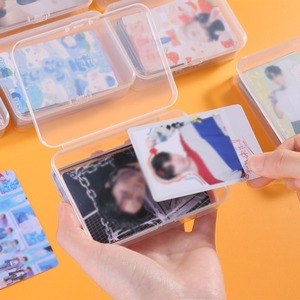 Transparent <b>Plastic</b> Card <b>Storage</b> Box Rectangle 10.5x7x2.5cm Covered Office Organizer for Points Bank Business Membership Cards - Product Image 2