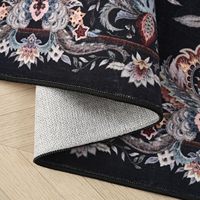 Tapis extra large noir vintage à motif floral Paisley, lavable, antidérapant, pour ferme, salle de jeux pour enfants, bureau, décoration intérieure