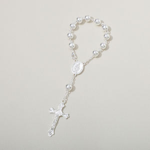 Ciondolo croce di gesus <span class=keywords><strong>argento</strong></span> placcato in rame <span class=keywords><strong>925</strong></span> Sterling <span class=keywords><strong>argento</strong></span> brillante 8mm con perline <span class=keywords><strong>rosario</strong></span> vergine maria collana gioielli religiosi - Product Image 6