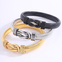 Bracelet en acier inoxydable plaqué or 18 carats à la mode à la mode Bracelet épais imperméable à l'eau non terni Noeud épais élastique géométrique